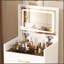 Meuble-lavabo 3 en 1 avec miroir ouvert et bureau en verre, meuble-lavabo compact avec 3 tiroirs pour les petits espaces