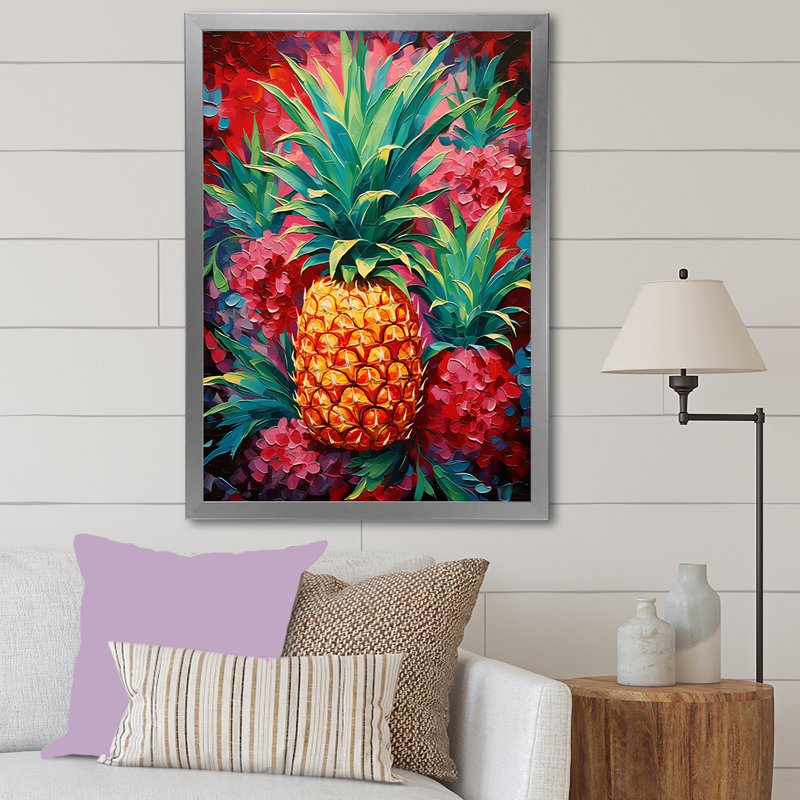 Oasis tropicale ananas I, Cadre photo argenté, H 40 po x l 30 po x P 1,5 po