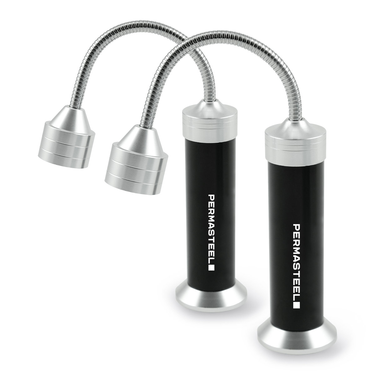 Two black and silver flexible grill lights