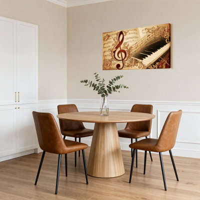 Ensemble de 1 tableau sur toile orné de notes de musique et de touches de piano avec clé de sol