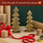 Ensemble de 2 figurines de sapin de Noël - doré - bois / table rustique et centre de table de cheminée / décoration de Noël rétro