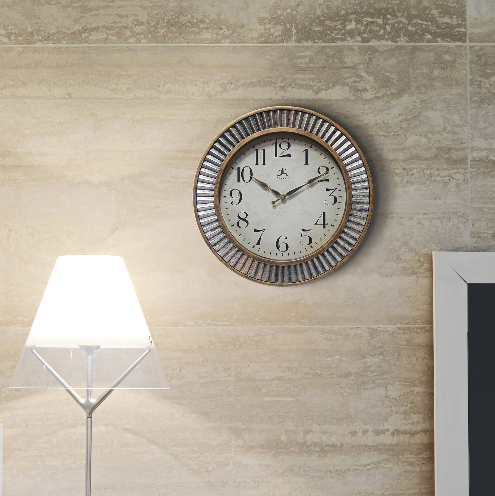 August Grove® Ballinger Industrial Round Plastic Wall Clock 16 inches ...