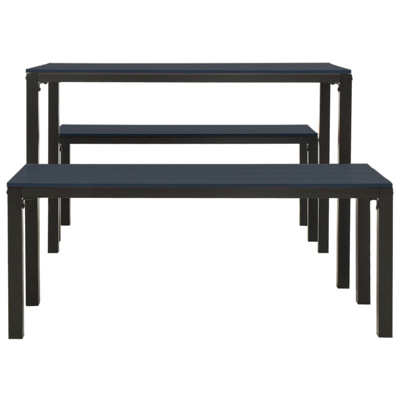 Haideh 4 - Person Teak Patio Dining Set with Rectangular Table, Black, Black