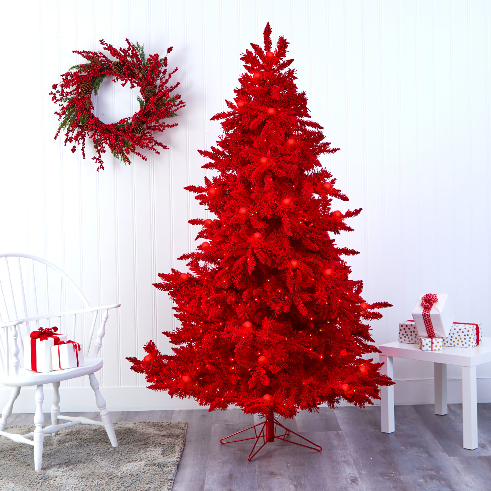 Lighted Artificial Christmas Tree, 7' H