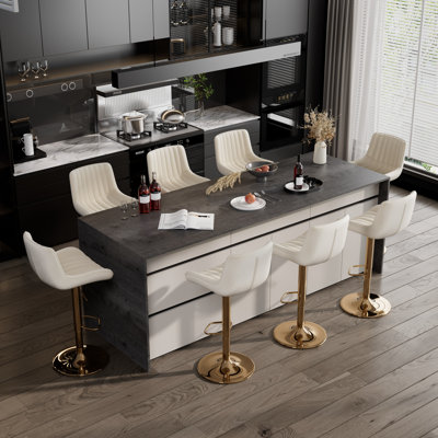 Ensemble de tabourets de bar, tabourets de bar pivotants à hauteur réglable avec dossier, chaise de bar rembourrée en velours avec repose-pieds, tabouret d'îlot de cuisine sans accoudoirs pour îlot de cuisine, pub, café