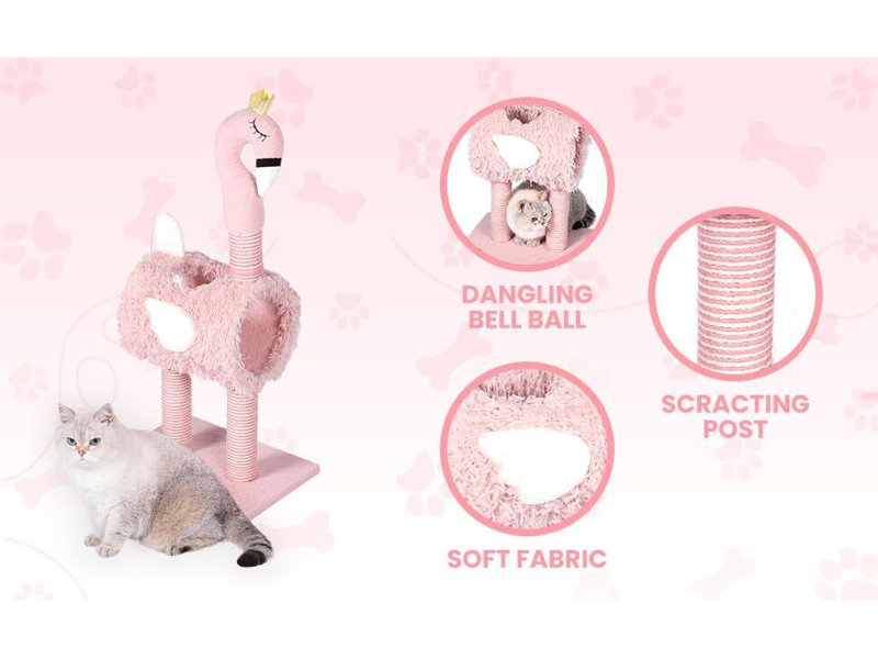Arbre à chat Flamingo - Tour d'escalade avec poteaux à griffer en sisal, perchoirs confortables pour chats