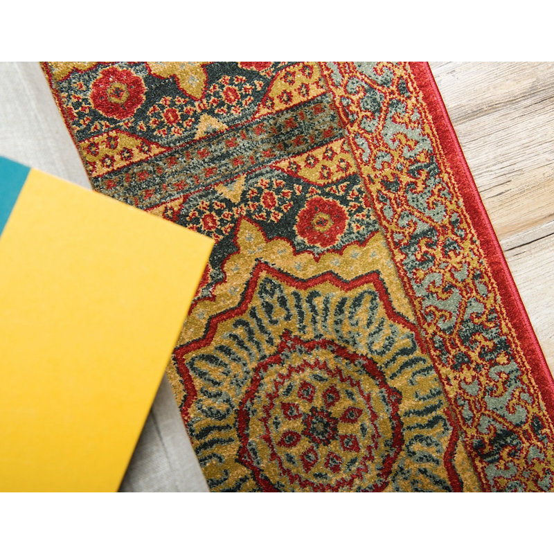 Tapis à motif oriental cramoisi Palazzo, Tapis de couloir 2 pi x 6 pi