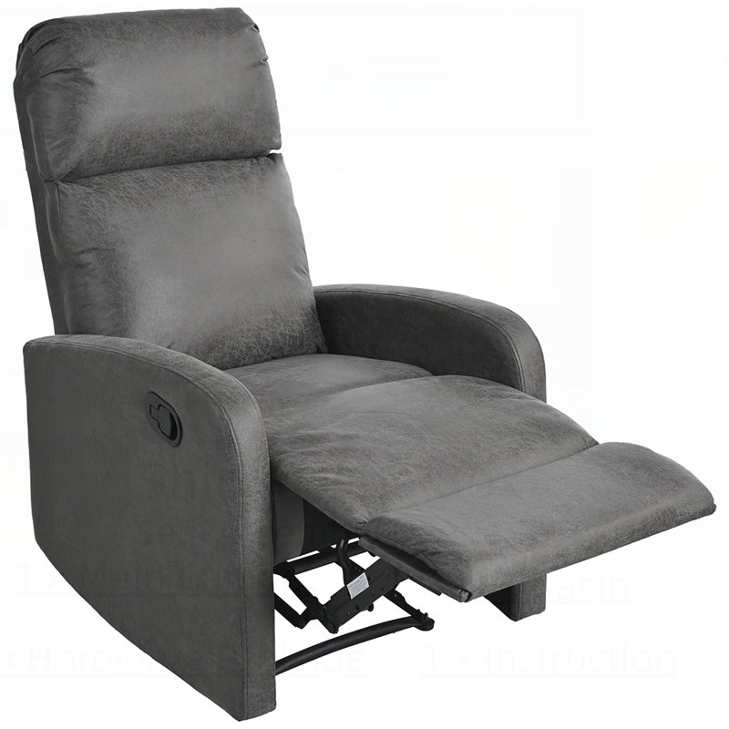 Fauteuil inclinable manuel moderne avec dossier réglable pour confort et détente dans le salon, Gris