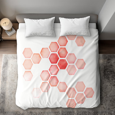 Multiple Alveoles Coral Pattern King Duvet Cover - White Back