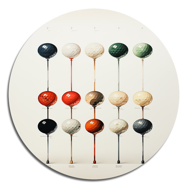 Minimalisme Golf Tees IV - Sports décoratifs ronds en métal, H 29 po x l 29 po