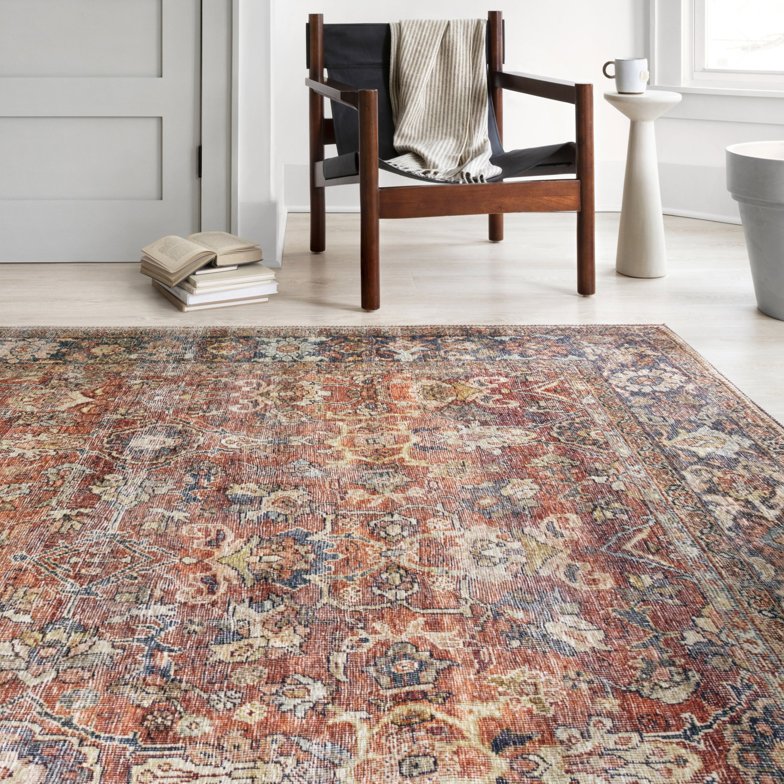 Portman Spice Orange Blue Oriental Rug, Rectangle 2'3" x 3'9"