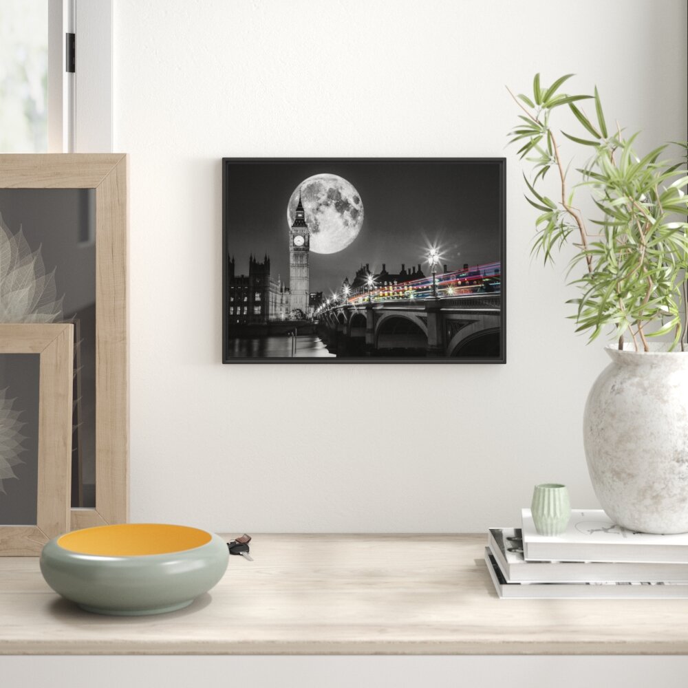 Gerahmtes Wandbild Big Ben mit Mond London