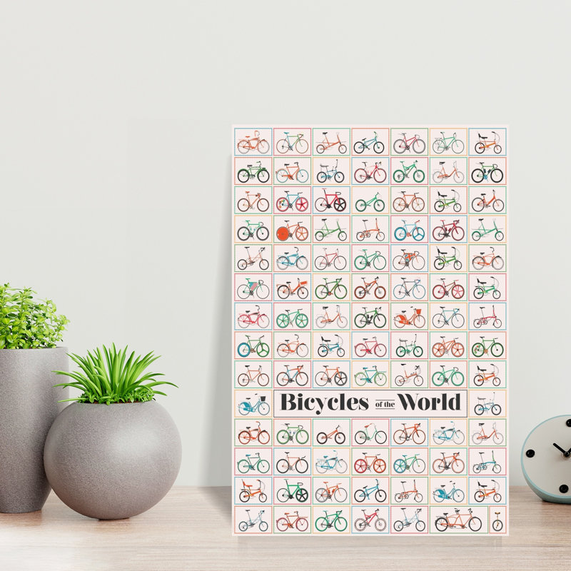 Bicyclettes du monde rétro, art mural rétro, 18" H x 12" W