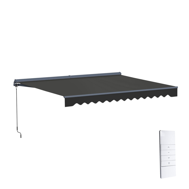 Auvent de patio semi-cassette avec lumières DEL - Collection Moroccan , Noir onyx, l 13 pi x P 10 pi, Couleur unie