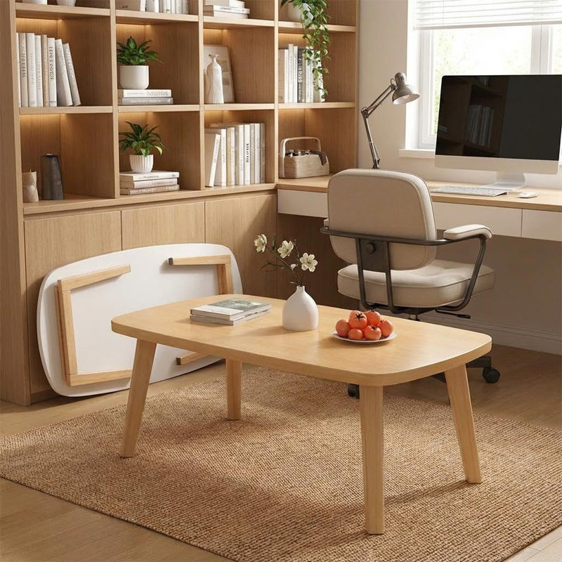 Table basse pliante en bois, table basse avec pieds pliables pour petits espaces, salon, bureau personnel, table polyvalente