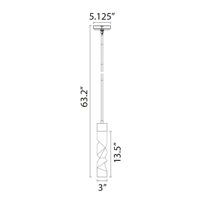 Mamadim 1 - Light LED Single Pendant, 63.88" H x 3" W x 3" D, Matte White