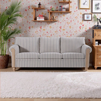 83.86" Wide Sofa with Roll Arm Design, Solid Wood Frame, and Pocket Springs