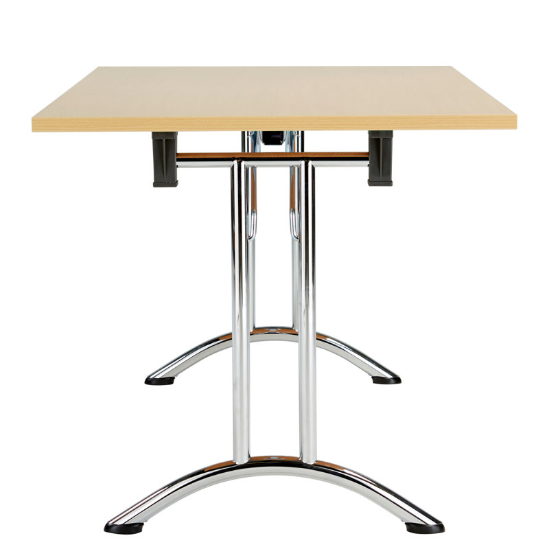 Buariki Rectangle Modular Training Table, 72.5cm H x 160cm W x 70cm D, Oak, Chrome