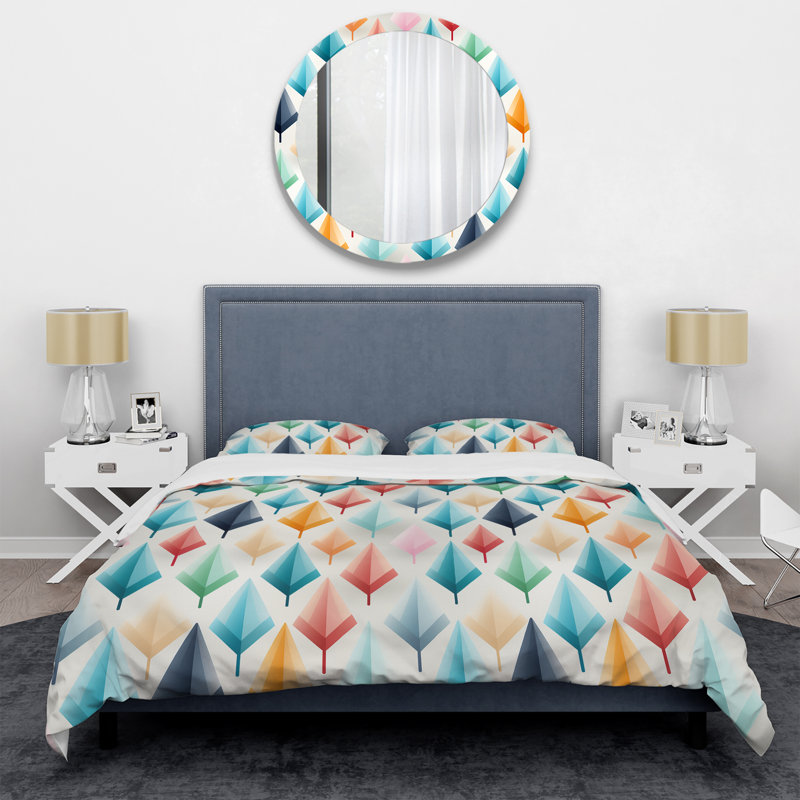 Ensemble de housse de couette Botanical Scandinavian Shapes II, Housse de couette simple + 1 taie décorative stan