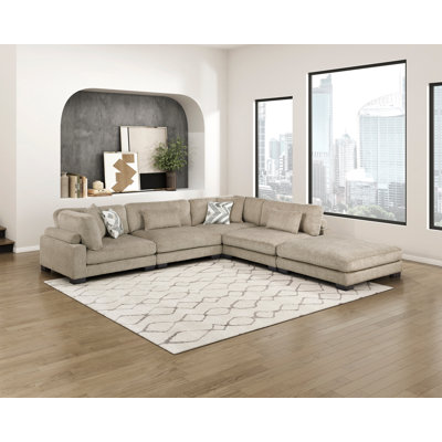 Canapé modulaire 5 pièces avec repose-pieds Hanna