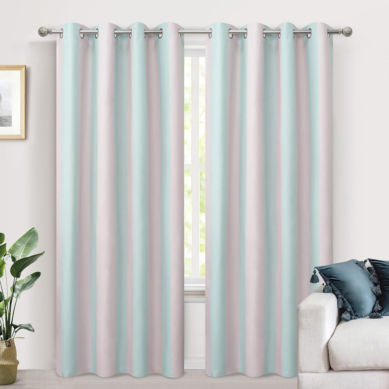 Dorotheia Blackout Curtain Pair, 52" W x 84" L, Pink/Green