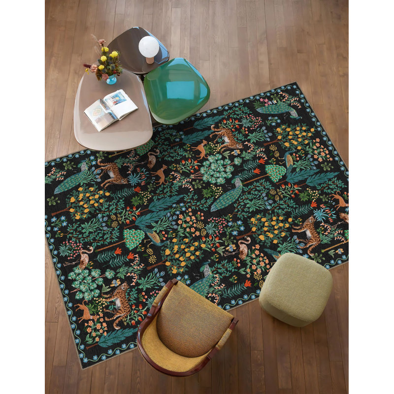 Tapis tissé multicolore Floral, Rectangle 3 pi 11 po x 5 pi 10 po