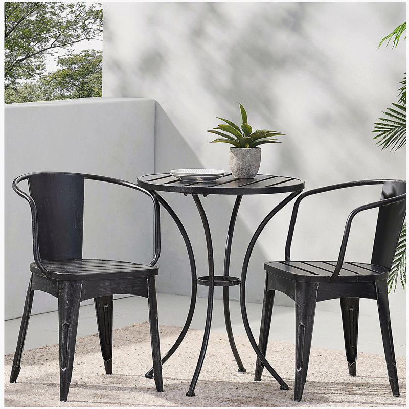 colmar 3 pc kd metal bistro set, Black