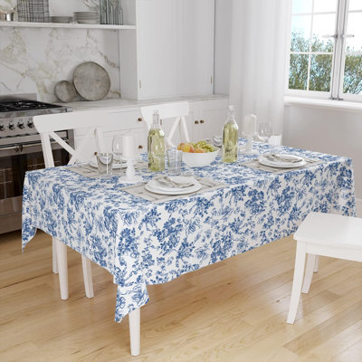 Blue And White Tablecloth Vintage Rectangle Tablecloth