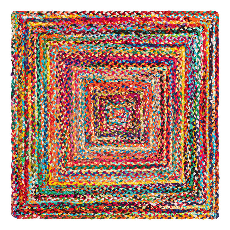 Marcantel Performance Cotton Abstract Indoor Rug, Square 4'1"