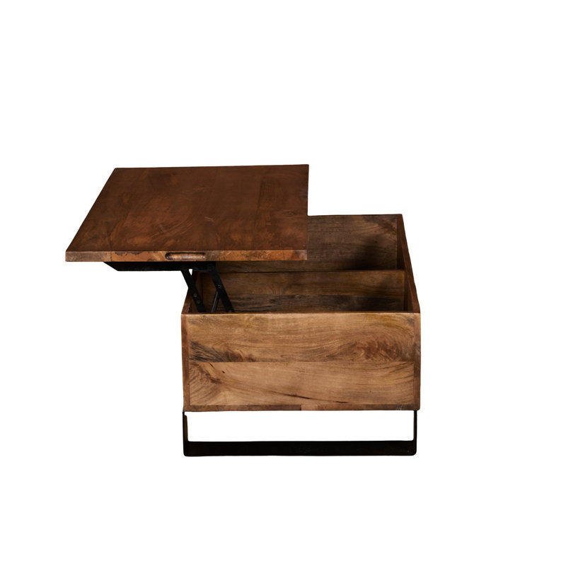 Table basse à plateau relevable en bois massif de manguier brun American Traditional