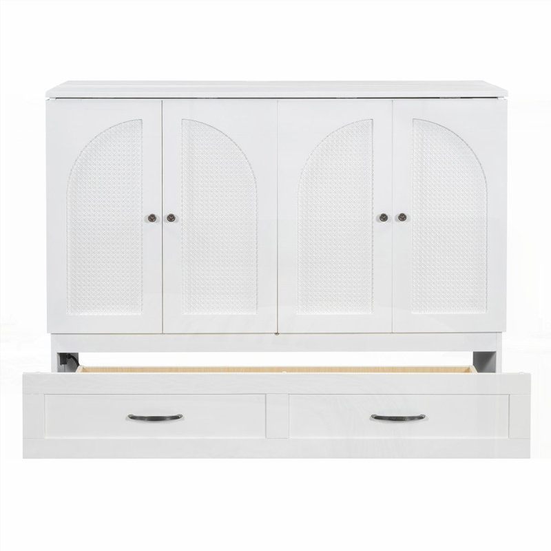 Lit escamotable double avec grands tiroirs (L 75,1 po x l 56,7 po x H 41,3 po), aucun sommier requis, robuste et élégant