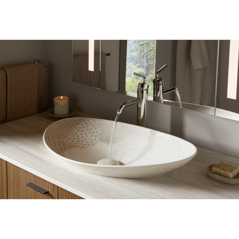 KOHLER Kensho, ARTIST EDITIONS Asymmetrical Oval Vessel Bathroom Sink, Gray Foussana