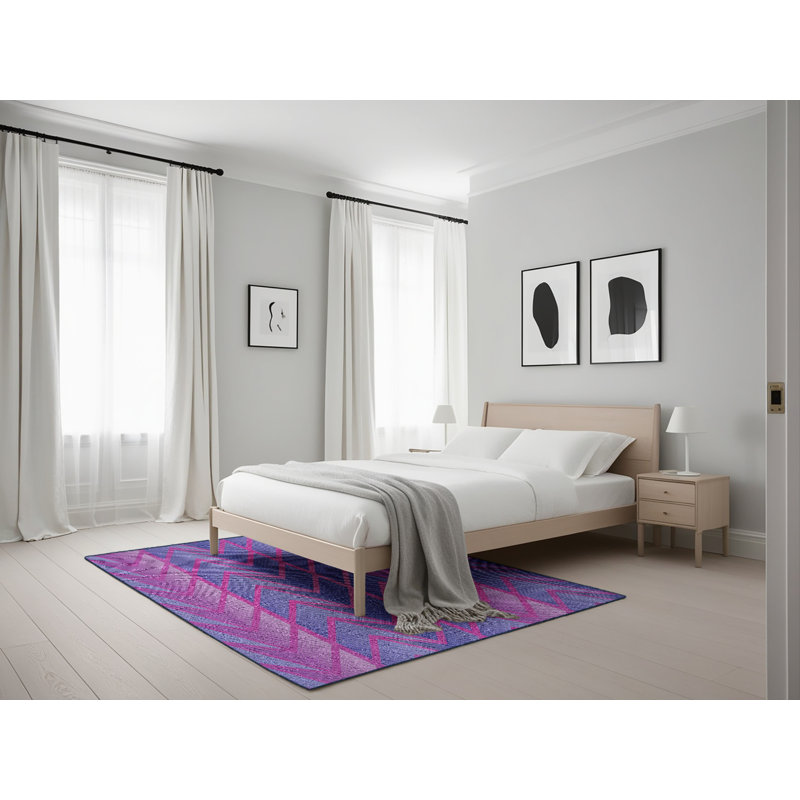 Tapis violet à chevrons Kincade, Rectangle 5 pi x 7 pi
