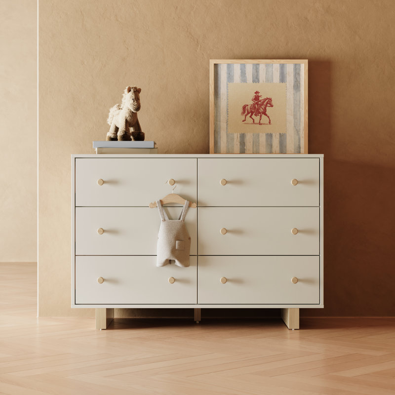Texas 6 Drawer Dresser, Frosted Oat/Driftwood