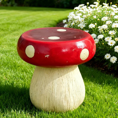 13.8-Inch Oversized Mushroom Model Statue Stool – Outdoor Garden Resin, Multi-Purpose For Lawn/Courtyard/Indoor