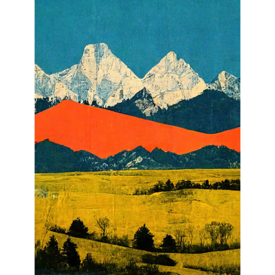 Winter Mountains Landscape Modern Papercut - Print