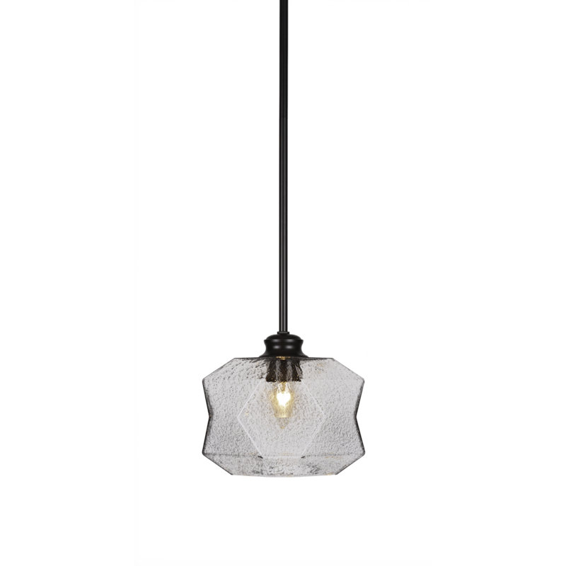 Luminaire suspendu 1 tige Rocklin, Coloré / noir, Noir mat