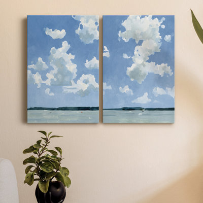 «Juillet Lakeside I», toile tendue avec châssis de qualité supérieure - prête à être accrochée