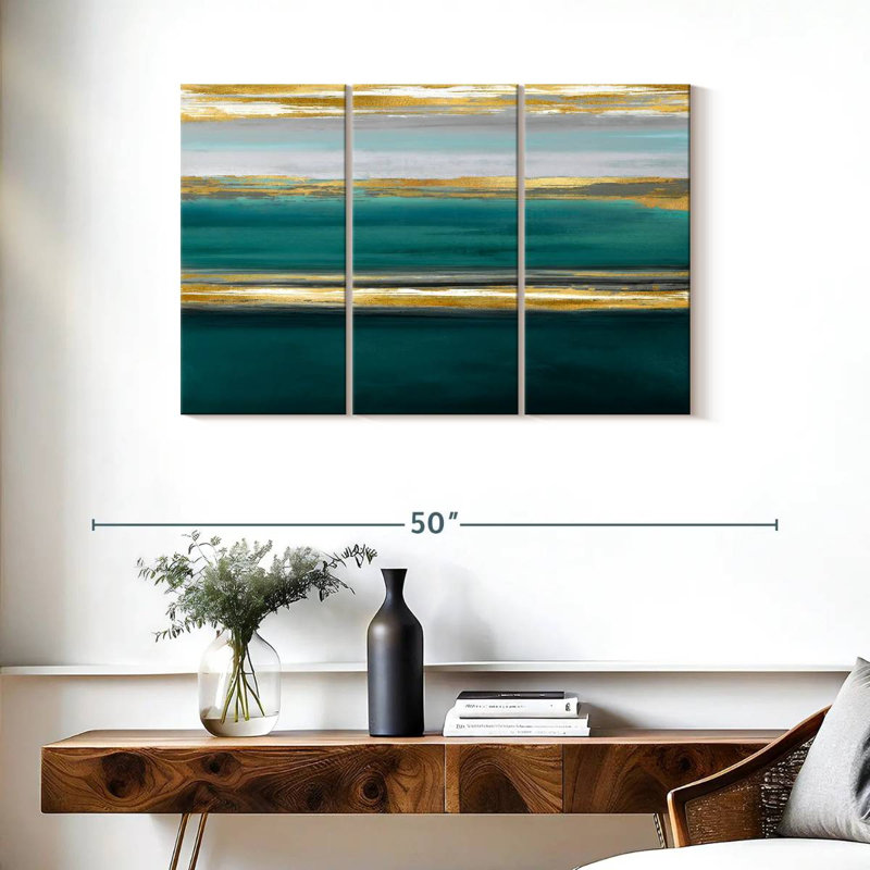Avery Parallel Lines On Teal, 24" H x 38" W