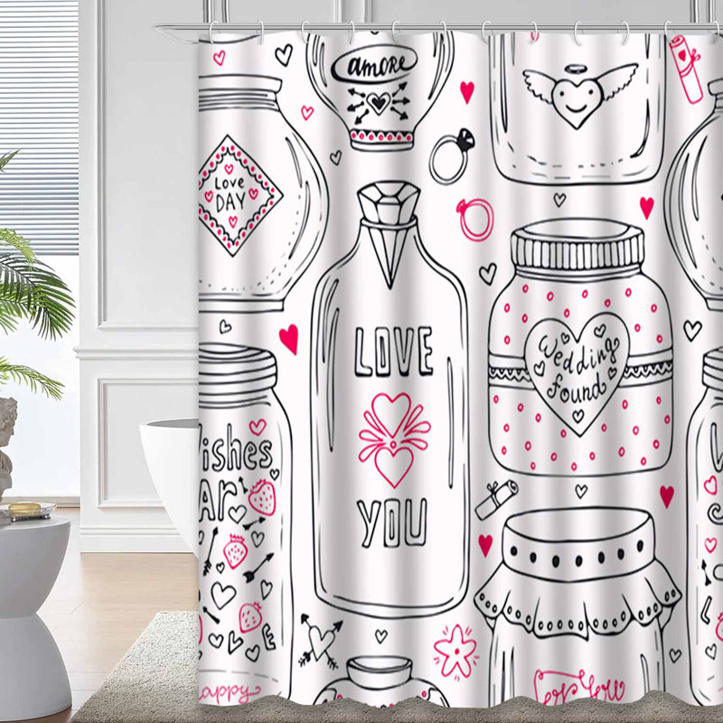 Mignon rideau de douche avec 12 crochets, L 72 po x l 84 po