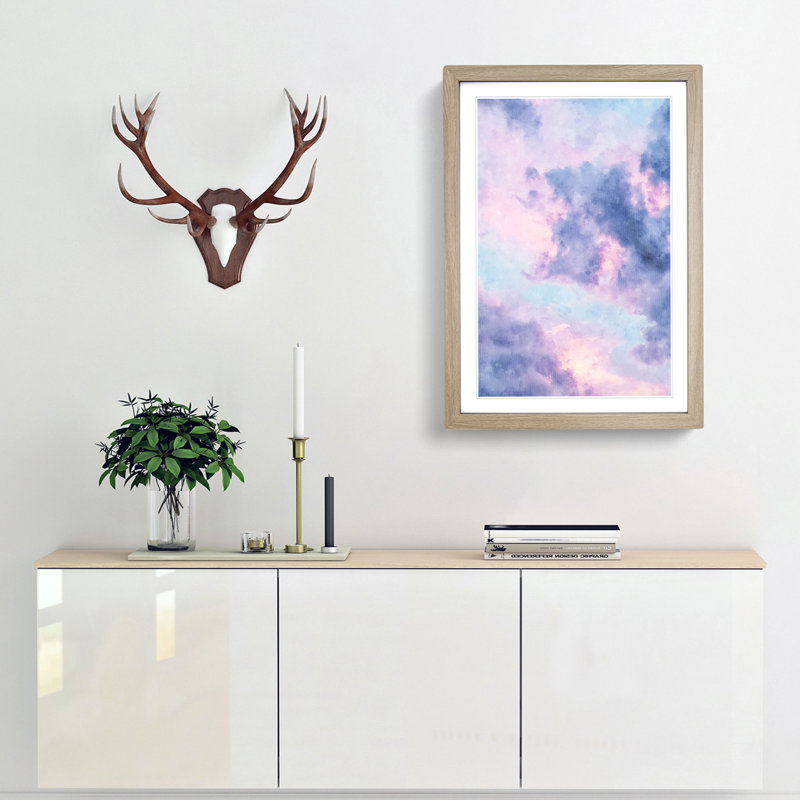 The Purple Clouds - Picture Frame Painting Print, 87cm H x 62cm W x 2cm D, Oak Framed