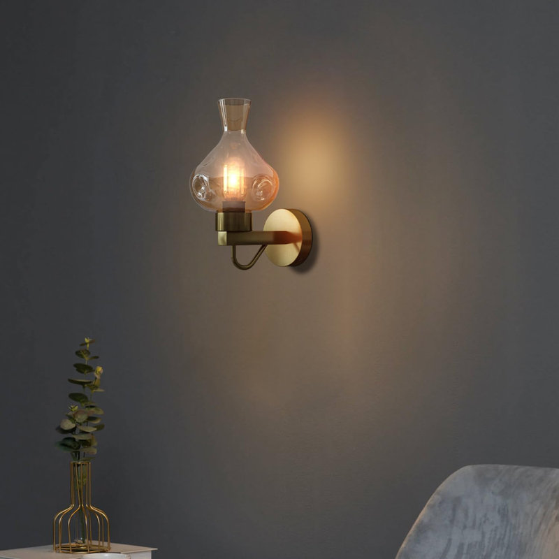 Aletris Glass LED Armed Sconce, Copper, Yes