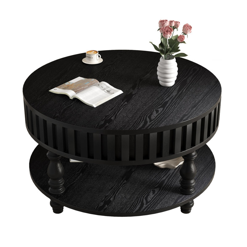 Table basse 31,5 "avec rangement rustique, Noir