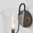 1-light Black Wall Sconce with Seeded Glass Shade