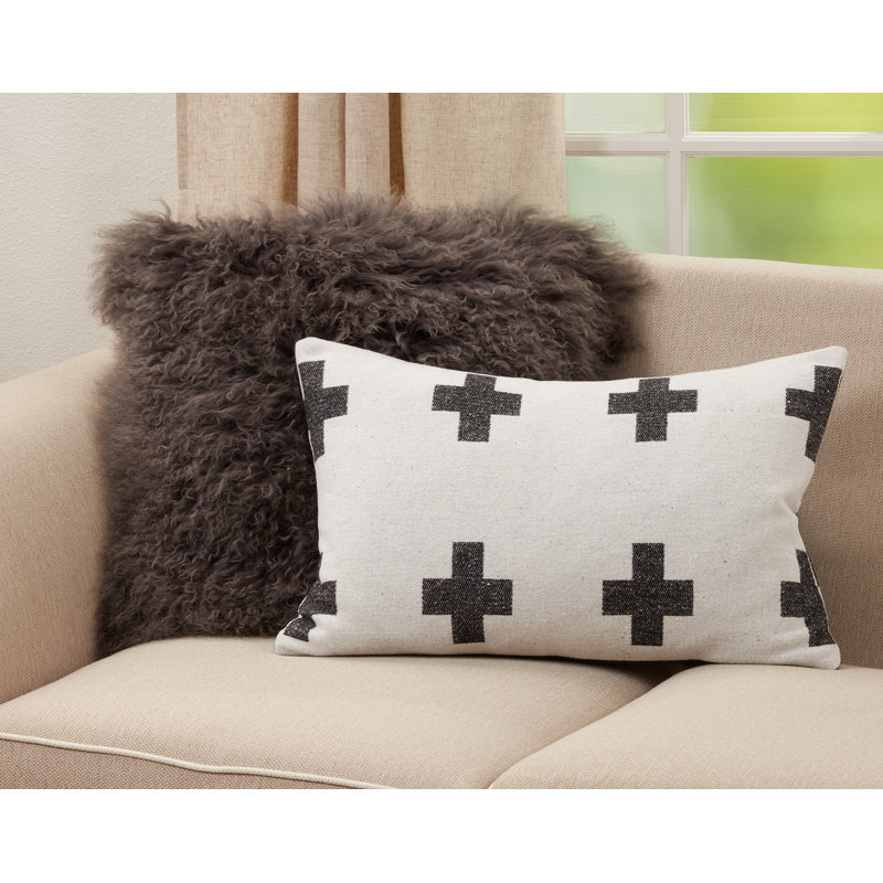 Black and White Geometric Reversible Polyester Pillow Cover