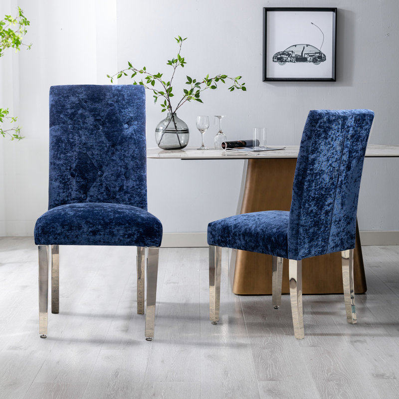Ensemble de 2 chaises de salle à manger modernes avec pieds en acier inoxydable pour salle à manger, cuisine et bureau