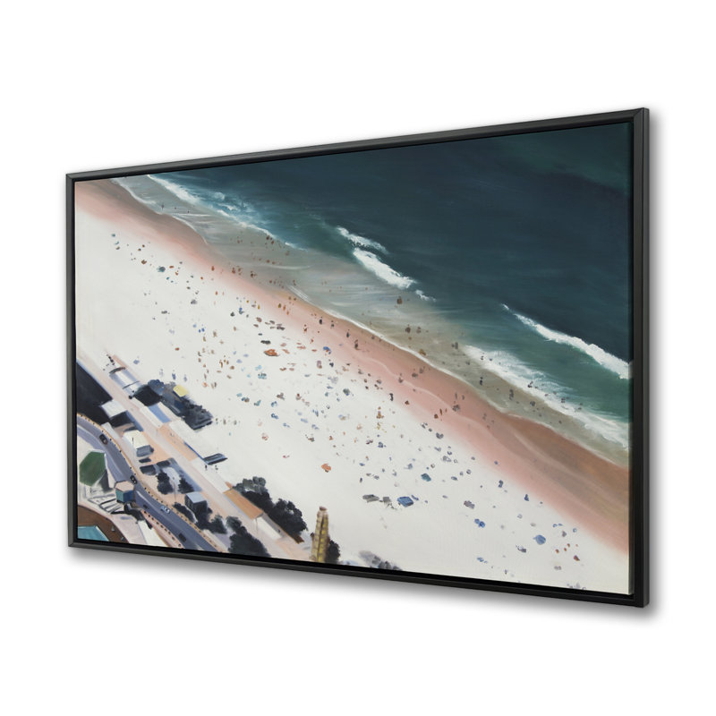 Hot Day at the Beach - Beige Beach Framed Canvas Decor