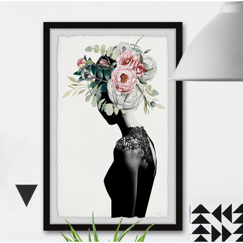 Impression encadrée « floral turban », H 18 po x l 12 po x P 1,5 po