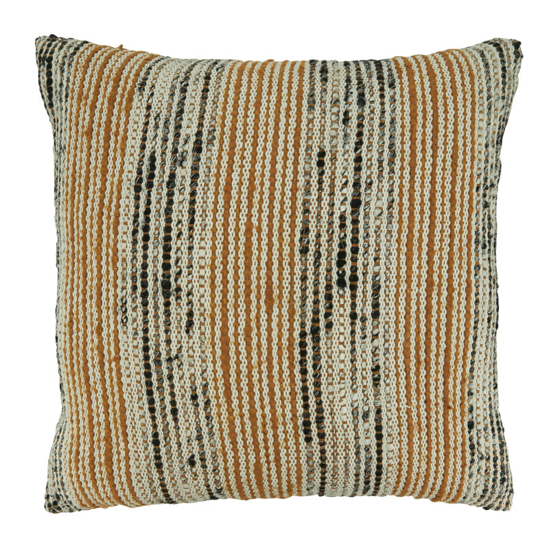 Rust and Cream Striped Cotton Throw Pillow