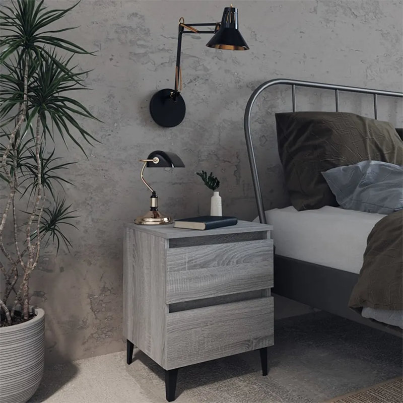 40 cm W Bedside Table, Grey Sonoma